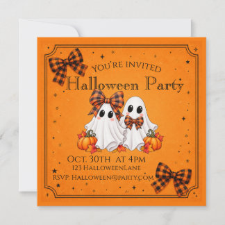 かわいいおばけの子供たちのハロウィンパーティー招待状 招待状