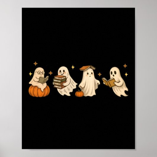 かわいいおばけの本のクラブのハロウィンのホラー読書 ポスター (正面)