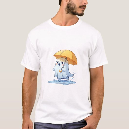 かわいいおばけの水たまり遊び Tシャツ (正面)