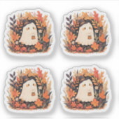 かわいいおばけの秋の花ハロウィンデザインアクセント シール (正面)