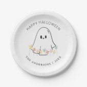 かわいいおばけの花模様 ハロウィン ペーパープレート (正面)