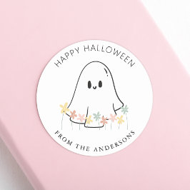 かわいいおばけの花模様 ハロウィン ラウンドシール