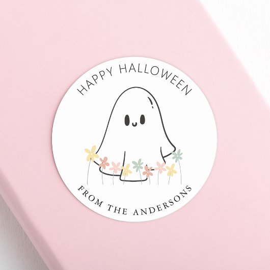 かわいいおばけの花模様 ハロウィン ラウンドシール