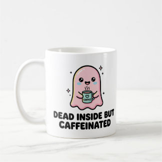 かわいいおばけの面白いデザイン 中身は死んでるけどカフェインは生きてる コーヒーマグカップ