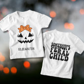かわいいおばけの顔のハロウィン幼児服 ベビーTシャツ