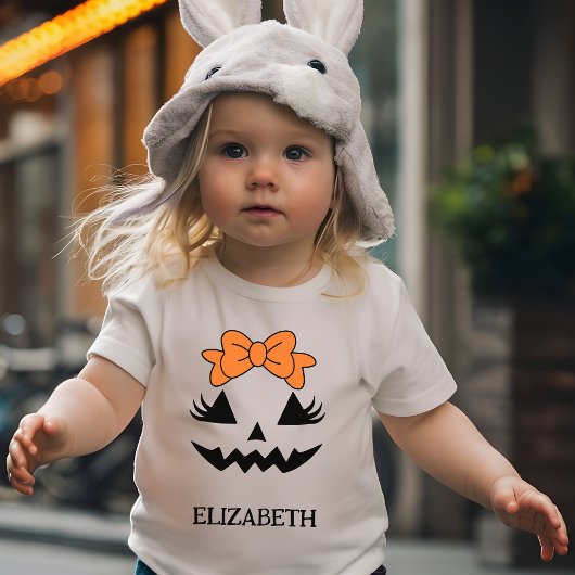 かわいいおばけの顔のハロウィン幼児服 ベビーTシャツ