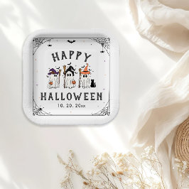 かわいいおばけの魔女のハロウィンパーティー ペーパープレート