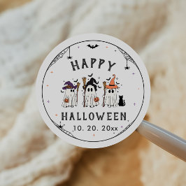 かわいいおばけの魔女のハロウィンパーティー ラウンドシール