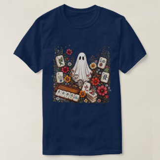 かわいいおばけの麻雀フラワータイル グラフィック Tシャツ