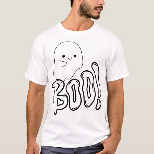 かわいいおばけのBOO!ハロウィンの楽しさ Tシャツ (正面)