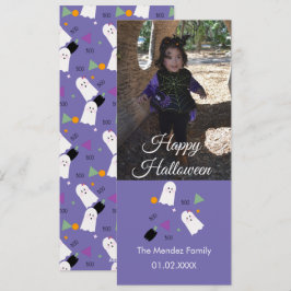 かわいいおばけカボチャのコンフェッティ オレンジ フォトカード シーズンカード