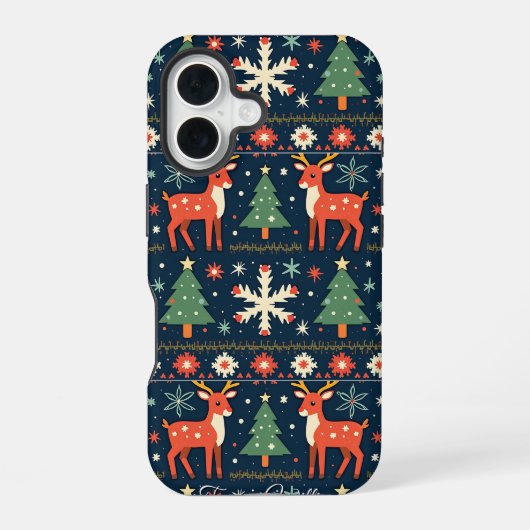 かわいいおばけクリスマスセーター柄 iPhone 16ケース (裏面)