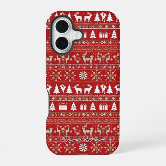 かわいいおばけクリスマスセーター柄 iPhone 16ケース (裏面)