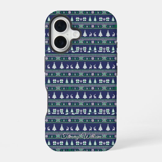 かわいいおばけクリスマスセーター柄 iPhone 16ケース (裏面)