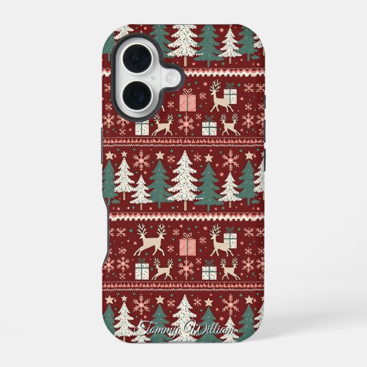 かわいいおばけクリスマスセーター柄 iPhone 16ケース (裏面)
