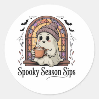 かわいいおばけコーヒーハロウィン ラウンドシール