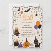 かわいいおばけネコのかぼちゃのハロウィンお誕生日おめでとう 招待状 (正面)