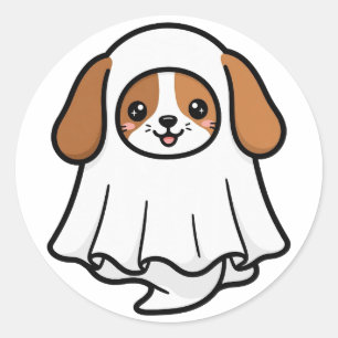 かわいいおばけビーグル ハロウィン ラウンドシール