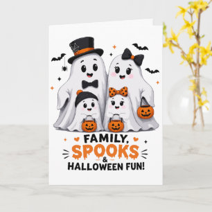 かわいいおばけファミリーのハロウィン楽しみ カード