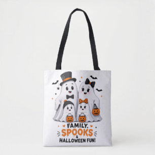 かわいいおばけファミリーのハロウィン楽しみ トートバッグ