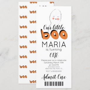 かわいいおばけブー  チケットスタイルのパーティー招待状 招待状
