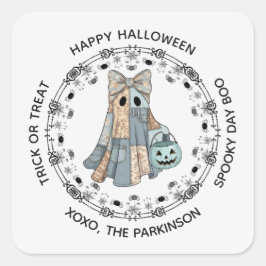かわいいおばけ丸シール ハッピー ハロウィン デザイン スクエアシール