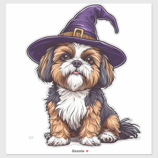 かわいいおばけ犬のハロウィンマジックハット シール (シート)