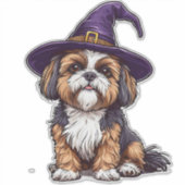 かわいいおばけ犬のハロウィンマジックハット シール (正面)