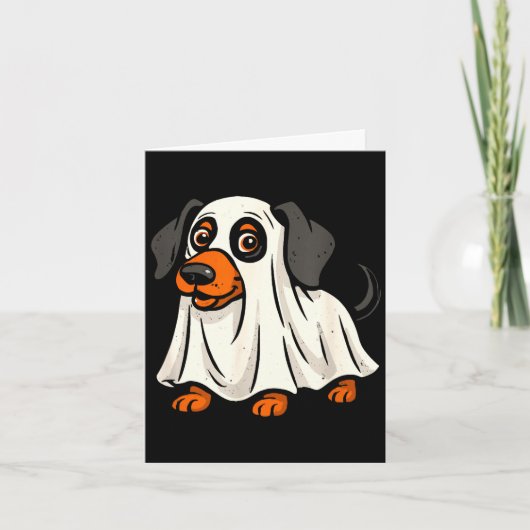 かわいいおばけ犬 ハロウィン ダックスフンド カード (正面)