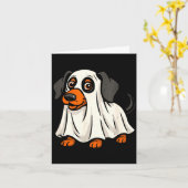 かわいいおばけ犬 ハロウィン ダックスフンド カード (黄色い花)