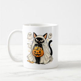 かわいいおばけ猫のハロウィントリックオアトリート コーヒーマグカップ