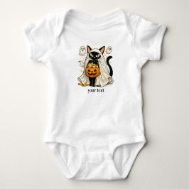 かわいいおばけ猫のハロウィントリックオアトリート ベビーボディスーツ