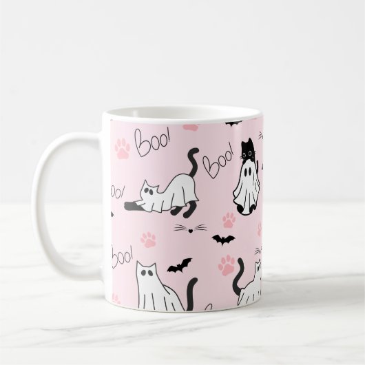 かわいいおばけ猫のハロウィン コーヒーマグカップ (左)
