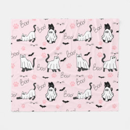 かわいいおばけ猫のハロウィン フリースブランケット