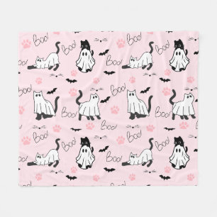 かわいいおばけ猫のハロウィン フリースブランケット