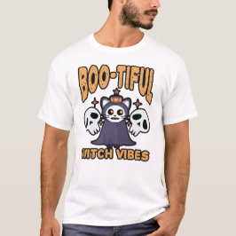 かわいいおばけ猫のハロウィン - 美しい魔女の気分 Tシャツ