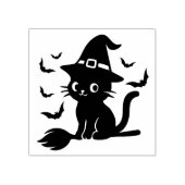 かわいいおばけ黒猫の魔女のほうき ラバースタンプ (インプリント)