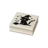 かわいいおばけ黒猫の魔女のほうき ラバースタンプ (スタンプ)