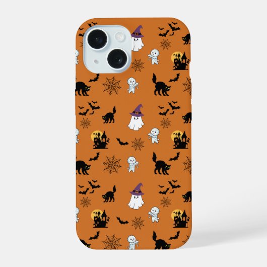かわいいおばけ ネコ コウモリ ハロウィン   iPhone 15ケース (裏面)