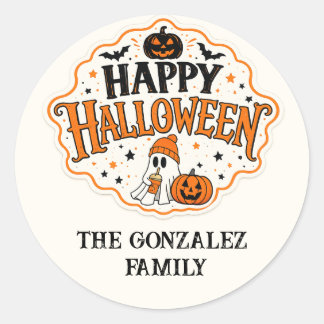 かわいいおばけ ハッピーハロウィン ファミリーステッカー ラウンドシール