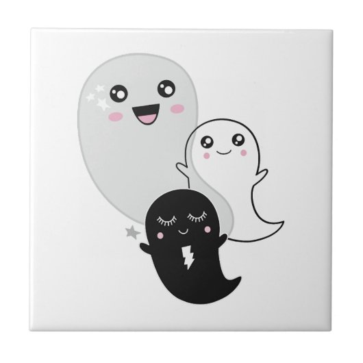 かわいいおばけ ハロウィン かわいい タイル (正面)