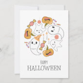 かわいいおばけ 面白いかぼちゃのお菓子 ろうそく ハロウィン シーズンカード (正面)