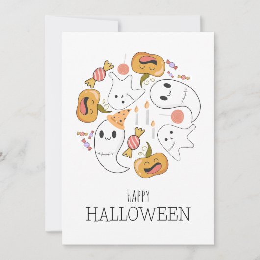 かわいいおばけ 面白いかぼちゃのお菓子 ろうそく ハロウィン シーズンカード (正面)