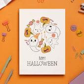 かわいいおばけ 面白いかぼちゃのお菓子 ろうそく ハロウィン シーズンカード