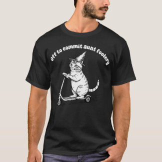 かわいいおばさん猫のスクーターがアントを犯しに行く Tシャツ