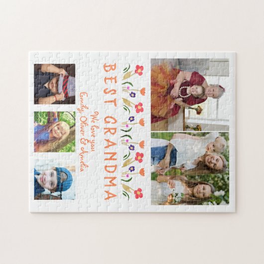 かわいいおば最高のあちゃんフラワーズフローラ家の写真 ジグソーパズル (横)