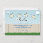 かわいいおむつのClotheslineの男の赤ちゃんのベビーシャワー 招待状 (正面)