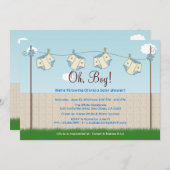 かわいいおむつのClotheslineの男の赤ちゃんのベビーシャワー 招待状 (正面/裏面)