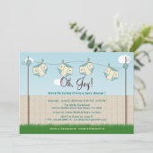 かわいいおむつのClotheslineの男女兼用なベビーシャワー 招待状 (スタンド正面)