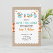 かわいいおむつパーティーの招待状 招待状 (スタンド正面)